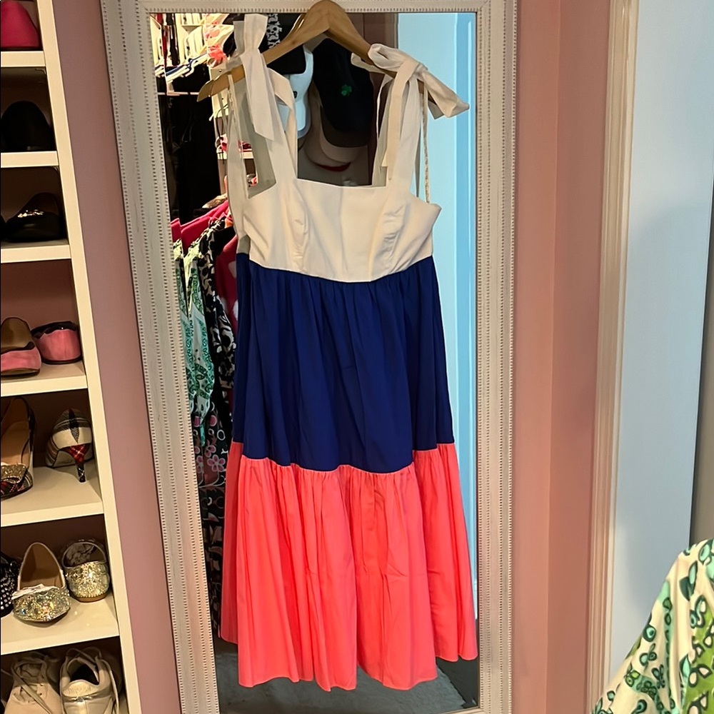 NWT - Lilly Pulitzer white/pink/Blue Tiered Sundress Resort Wear
